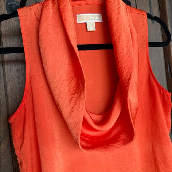 Michael Kors Vibrant Orange Cowl Neck Blouse has a small stain - Picture 3 of 7